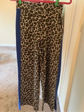 Grayson Threads Leopard Print Pants with Blue Side Stripe
